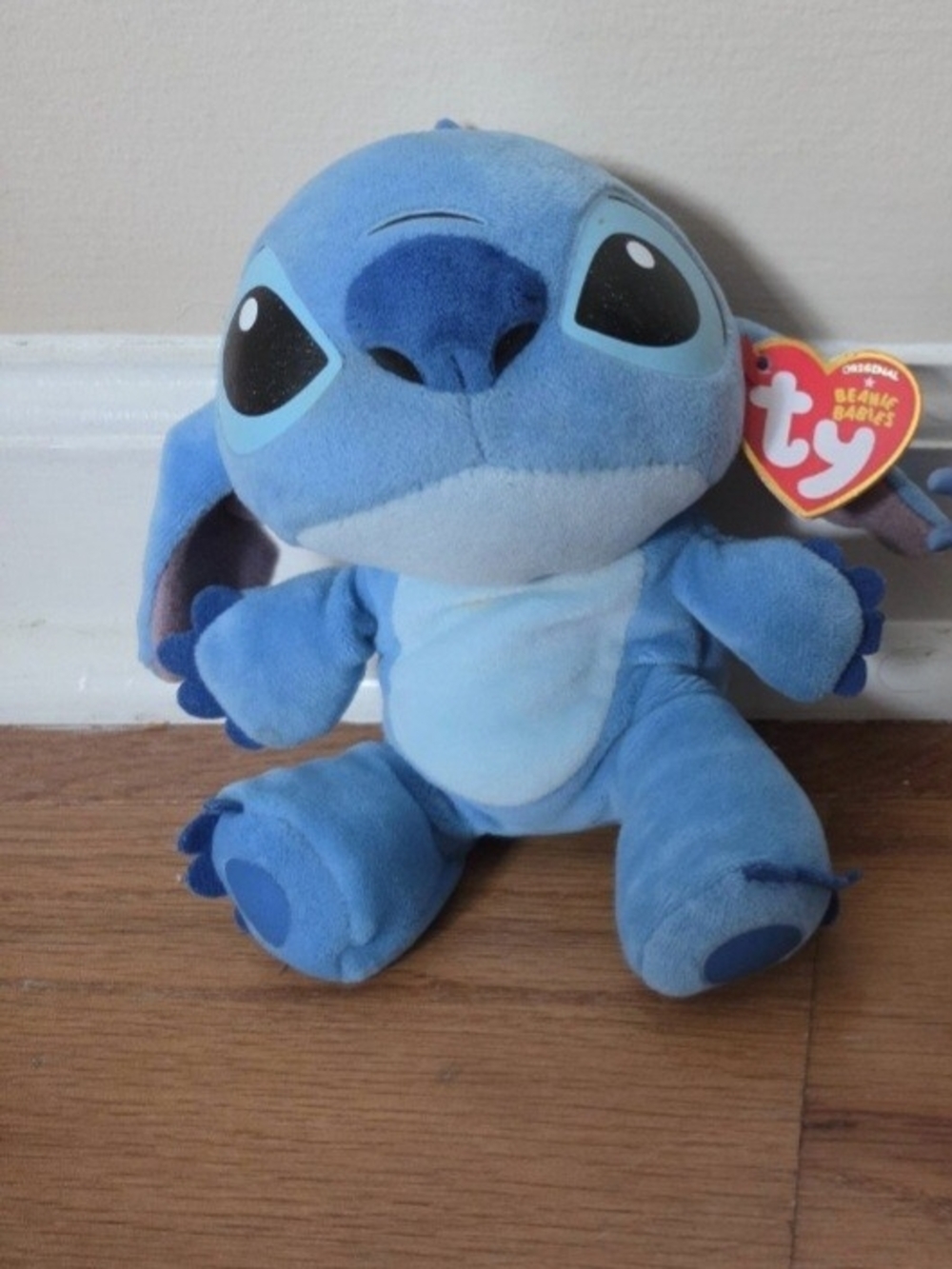 Ty Blue Stitch Plush with Heart Tag - Soft Disney Collectible. NWT